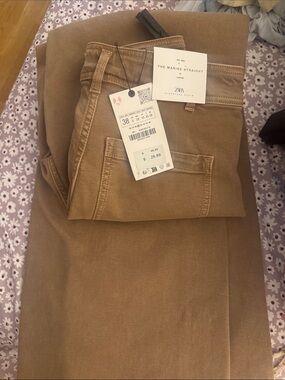 Zara Men The Marine Straight Pants in Tan Brown